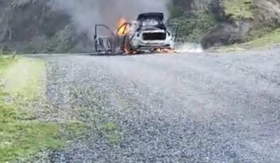 Giresun’da Korku Dolu Dakikalar: Alev Alan Araçtan Son Anda Çıktılar