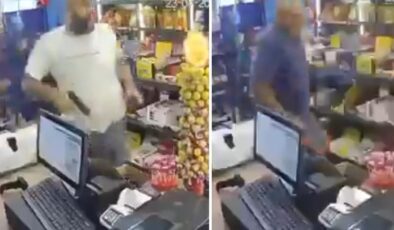 Markette Dehşet Anları Kamerada: Silahlı Saldırgan Dehşet Saçtı, Çığlıklar İçinde Kaçmaya Çalıştı!