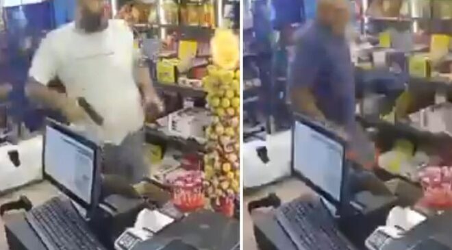 Markette Dehşet Anları Kamerada: Silahlı Saldırgan Dehşet Saçtı, Çığlıklar İçinde Kaçmaya Çalıştı!