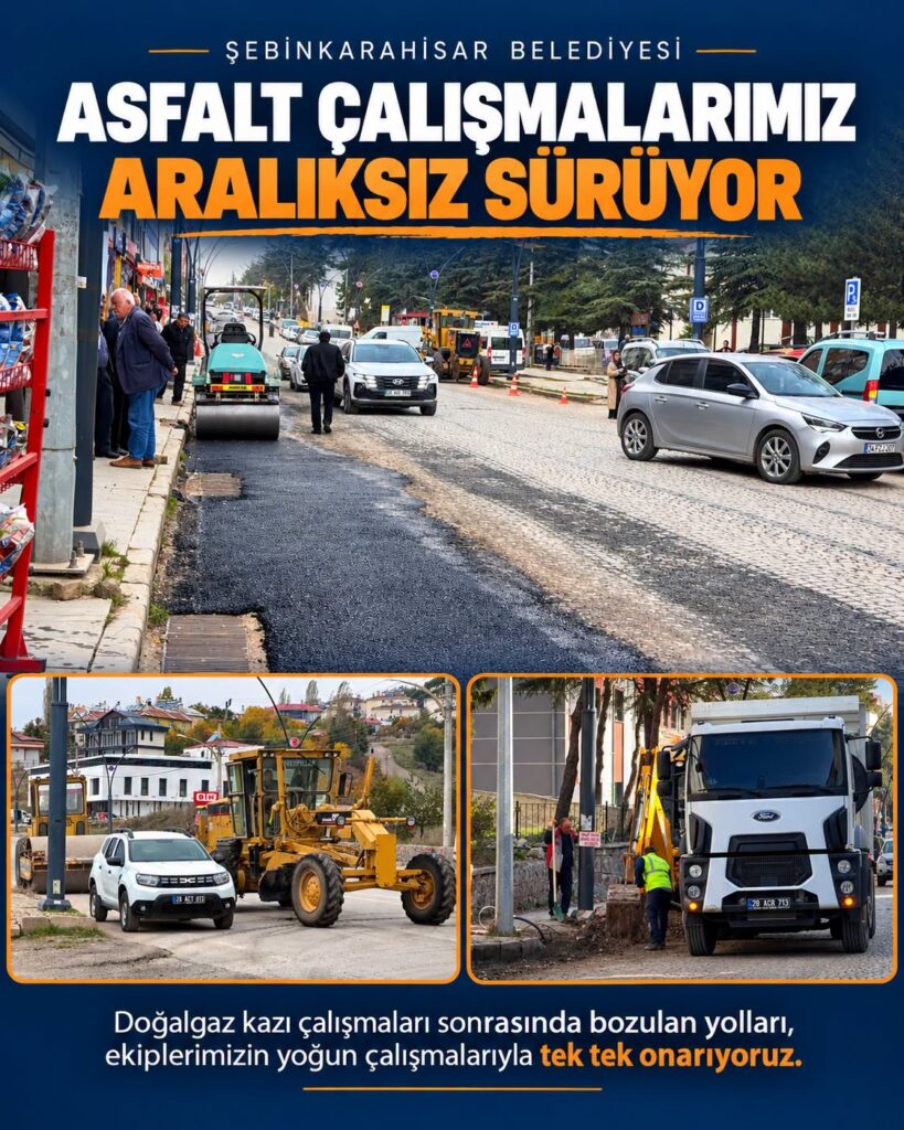 Şebinkarahisar Belediyesi asfalt çalışmaları